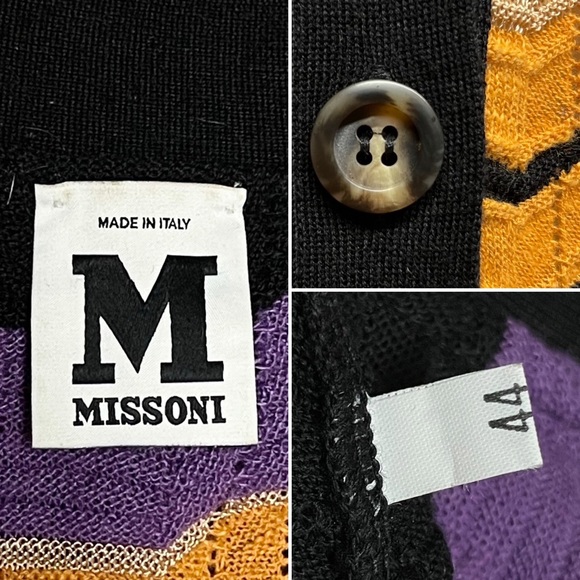 M MISSONI Italy Classic Knit Cardigan Sweater Chevron Zigzag Lightweight 44 M - Picture 12 of 13